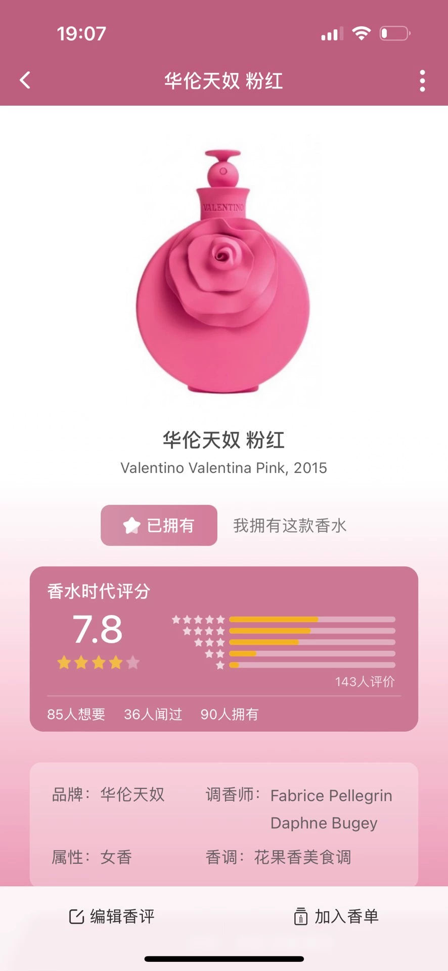 140126-86 Valentino Pink Parfum Perfume 80ml 2.7oz
