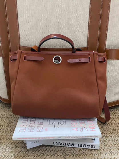 Jun25-bag-46 Auth Hermes Herbag PM 31 canvas Tote handbag shoulder bag