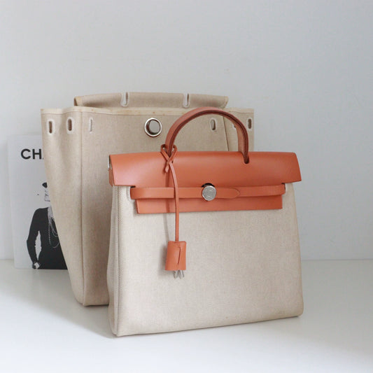 Jun25-bag-44 Auth Hermes Herbag PM 31 canvas Tote handbag shoulder bag