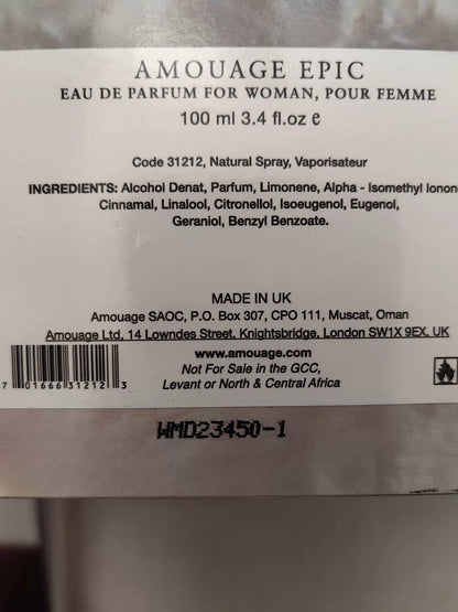 260926-121 Amouage Vaporisateur Ingredients EDP 100ml 3.4 oz