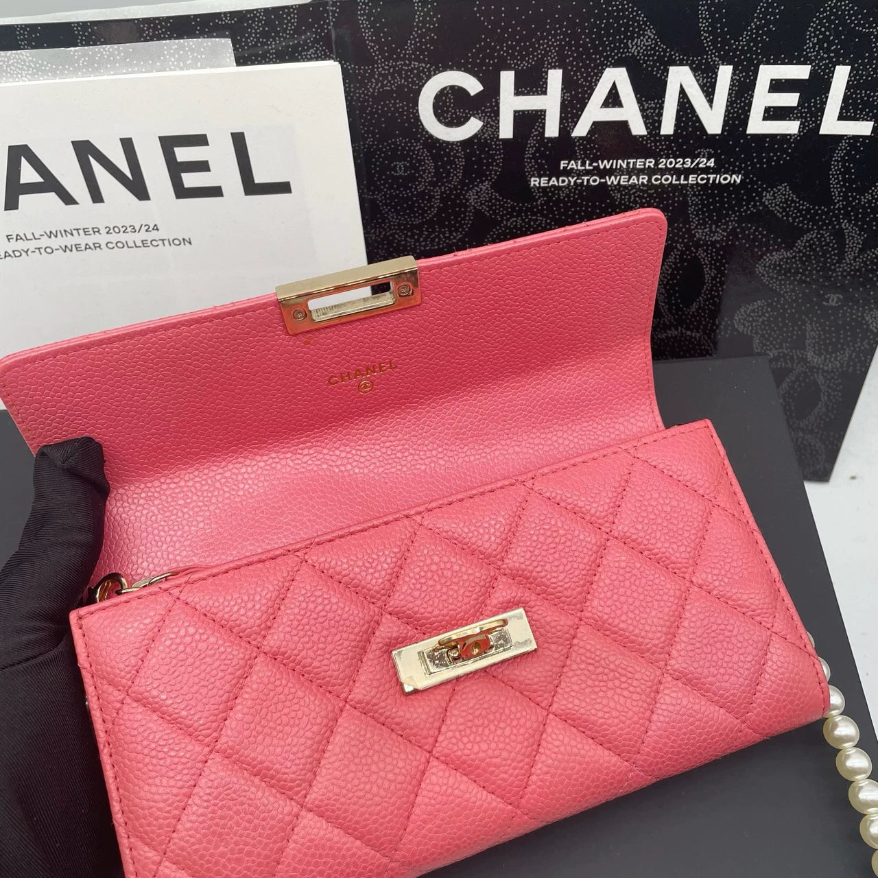 310725-42 Auth CHANEL CF CC Classic Long Flap Wallet