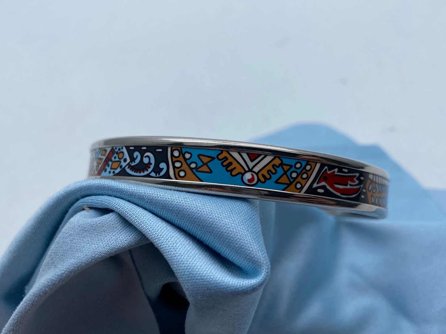 281024-35 Auth Hermes Narrow bangle in enamel bracele