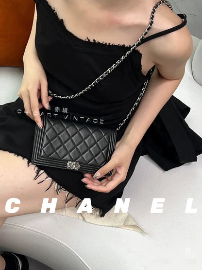 221124-59 Auth CHANEL Caviar Wallet On Chain WOC Shoulder Bag Crossbody