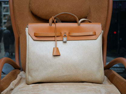 Jun25-bag-53 Auth Hermes Herbag 39 MM canvas Tote handbag shoulder bag