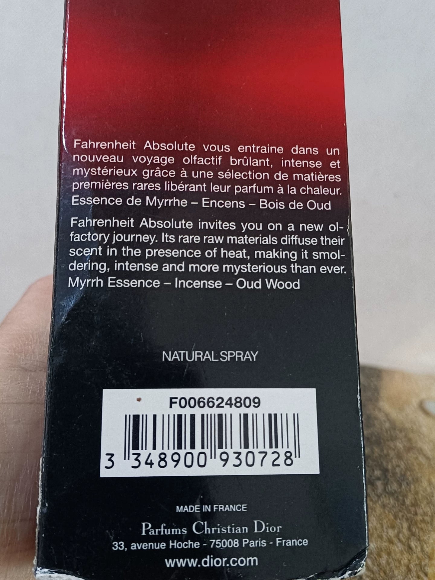 131125-10 Christian Dior 100ml 3.4oz Fahrenheit absolute EDT