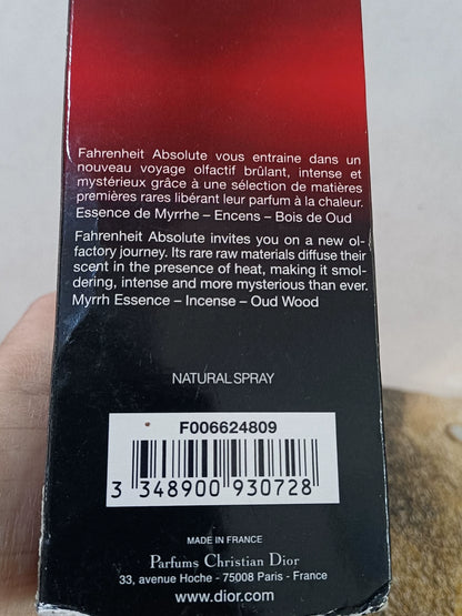 131125-10 Christian Dior 100ml 3.4oz Fahrenheit absolute EDT