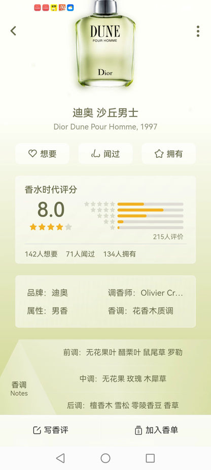 131125-17 Christian Dior Dune Eau de Toilette EDT 50ml 1.7oz