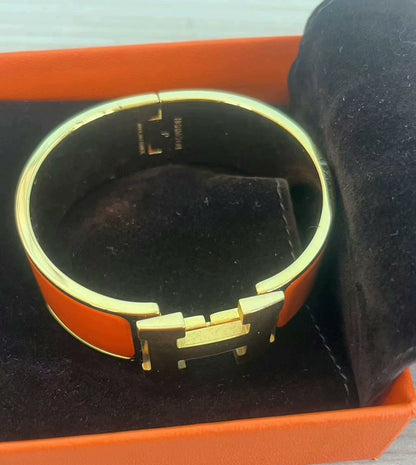 281024-64 Auth HERMES Clic Clac H Bracelet Bangle Blanc Size GM