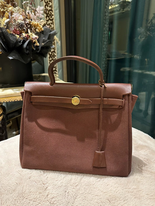 310725-47 Auth Hermes Herbag PM 31 canvas Tote handbag shoulder bag