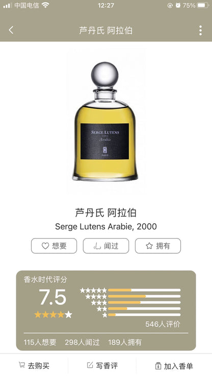 121225-5 Serge Lutens Eau de Parfum EDP 75ml 2.5oz