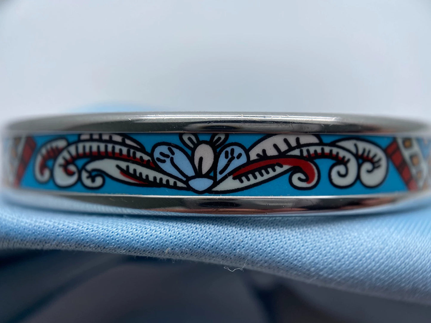 281024-35 Auth Hermes Narrow bangle in enamel bracele