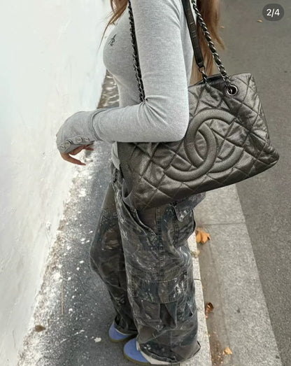 221124-41 CHANEL grey handbag TOTE bag