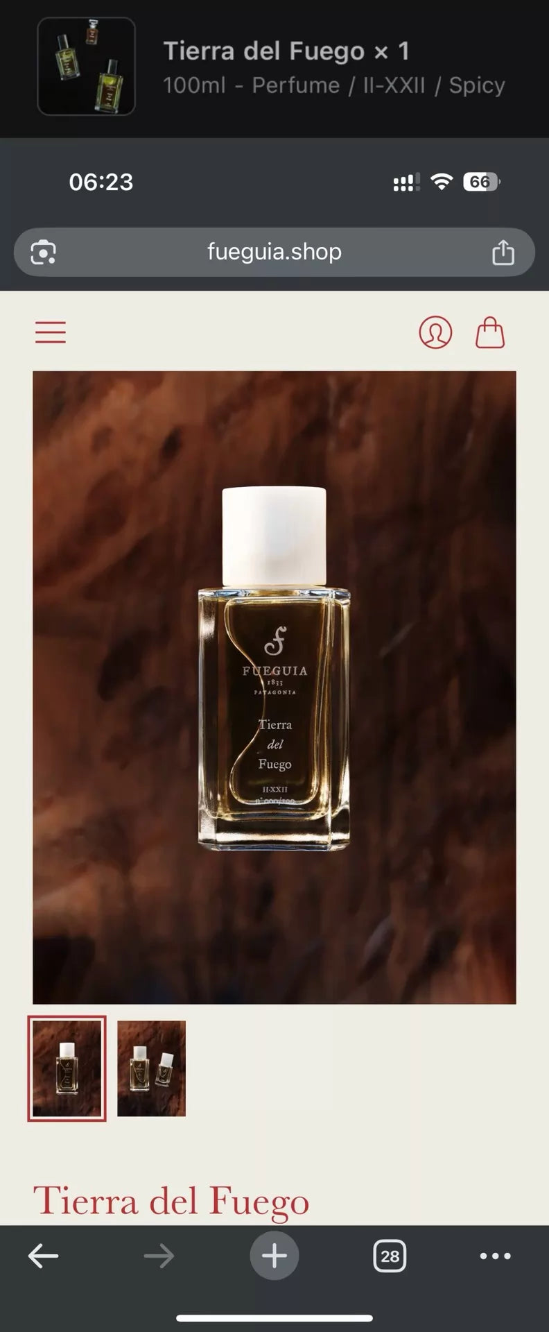 161026A-3 Fueguia 1833 New intact Tierra Perfume 100ml 3.4 oz
