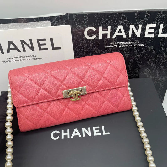 310725-42 Auth CHANEL CF CC Classic Long Flap Wallet
