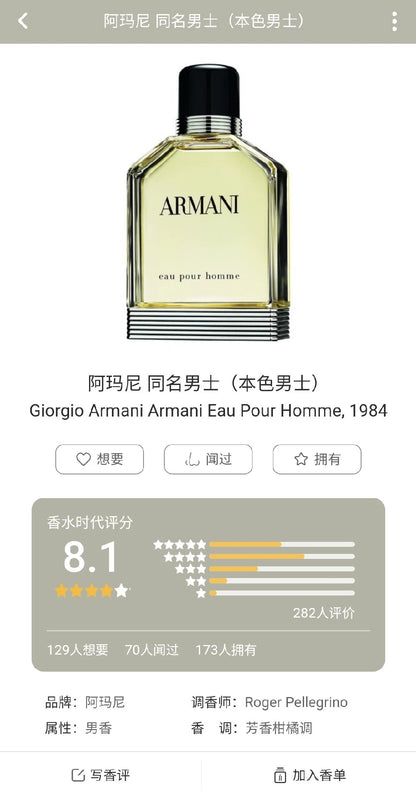 160625-83 Armani EDT eau pour homme 50ml 1.7oz
