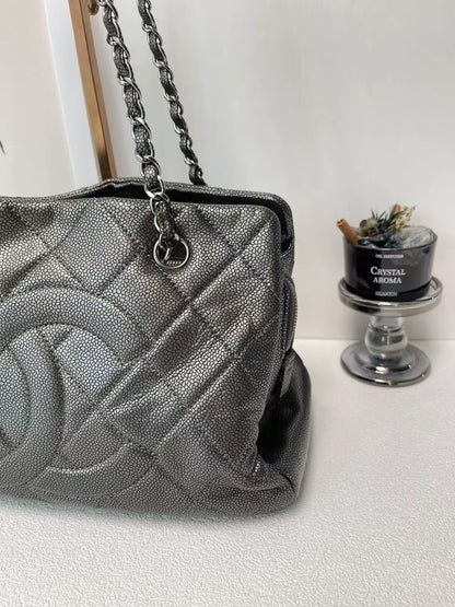 221124-41 CHANEL grey handbag TOTE bag