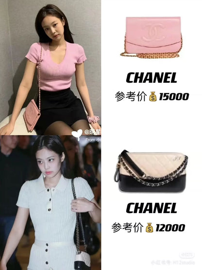 191024-10 Auth CHANEL WOC black leather handbag shoulder bag