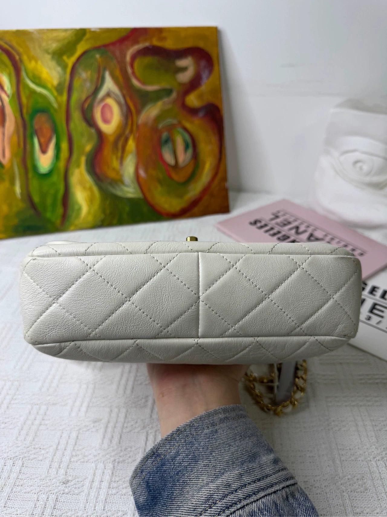 150626-bag-15 Chanel white lychee cowhide cc handbag