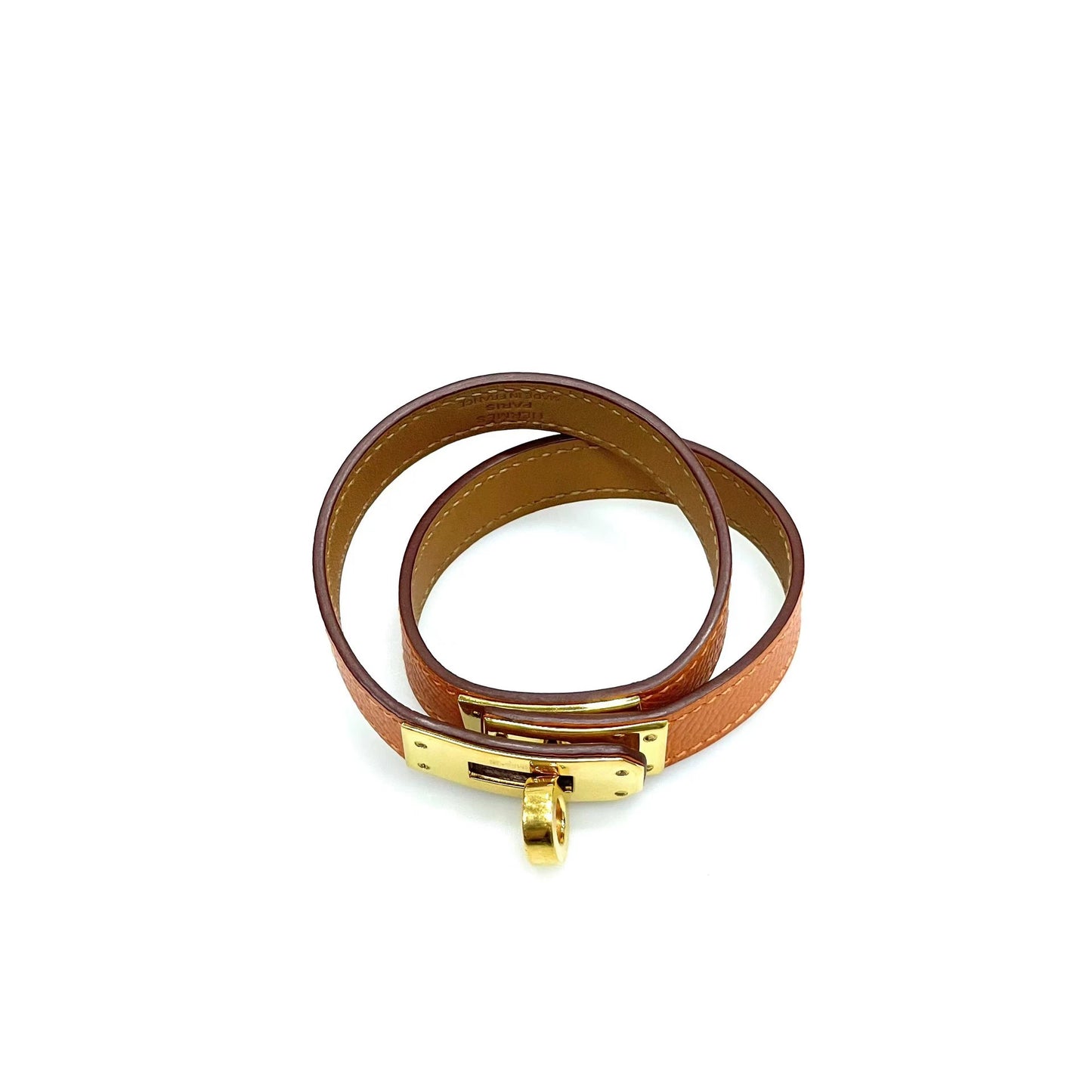 281024-11 Auth HERMES Kelly double tour bracelet hardware T1