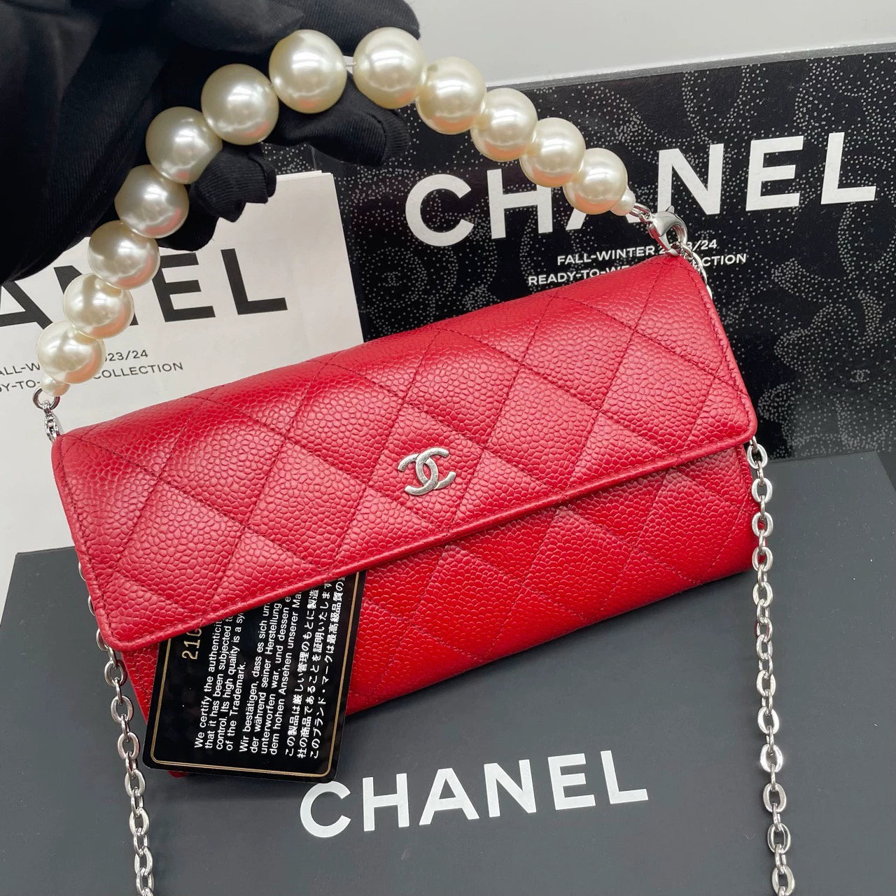 051124-33 Auth CHANEL CF CC Classic Long Flap Wallet