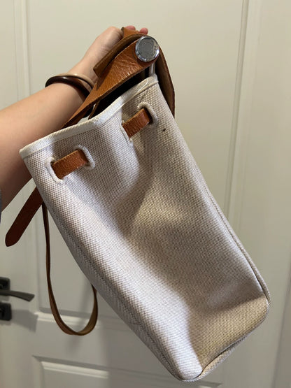Jun25-bag-51 Auth Hermes Herbag 39 MM canvas Tote handbag shoulder bag