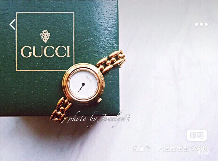 291024-58 Auth Gucci Change Bezel 6 Colors Gold Dial Watch