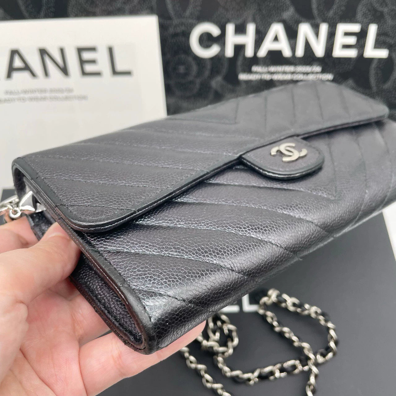 051124-37 Auth CHANEL CF CC Classic Long Flap Wallet