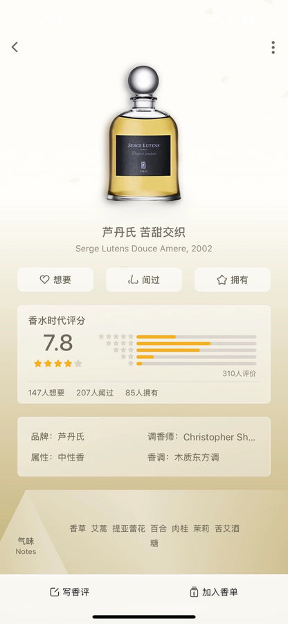 060126-10 Serge Lutens Douce Amere 75ml 2.5 oz Eau de parfum EDP