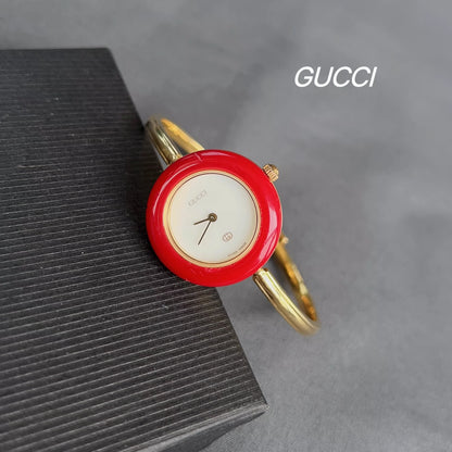 291024-38 Auth Gucci Change Bezel 12 Colors Gold Dial Watch