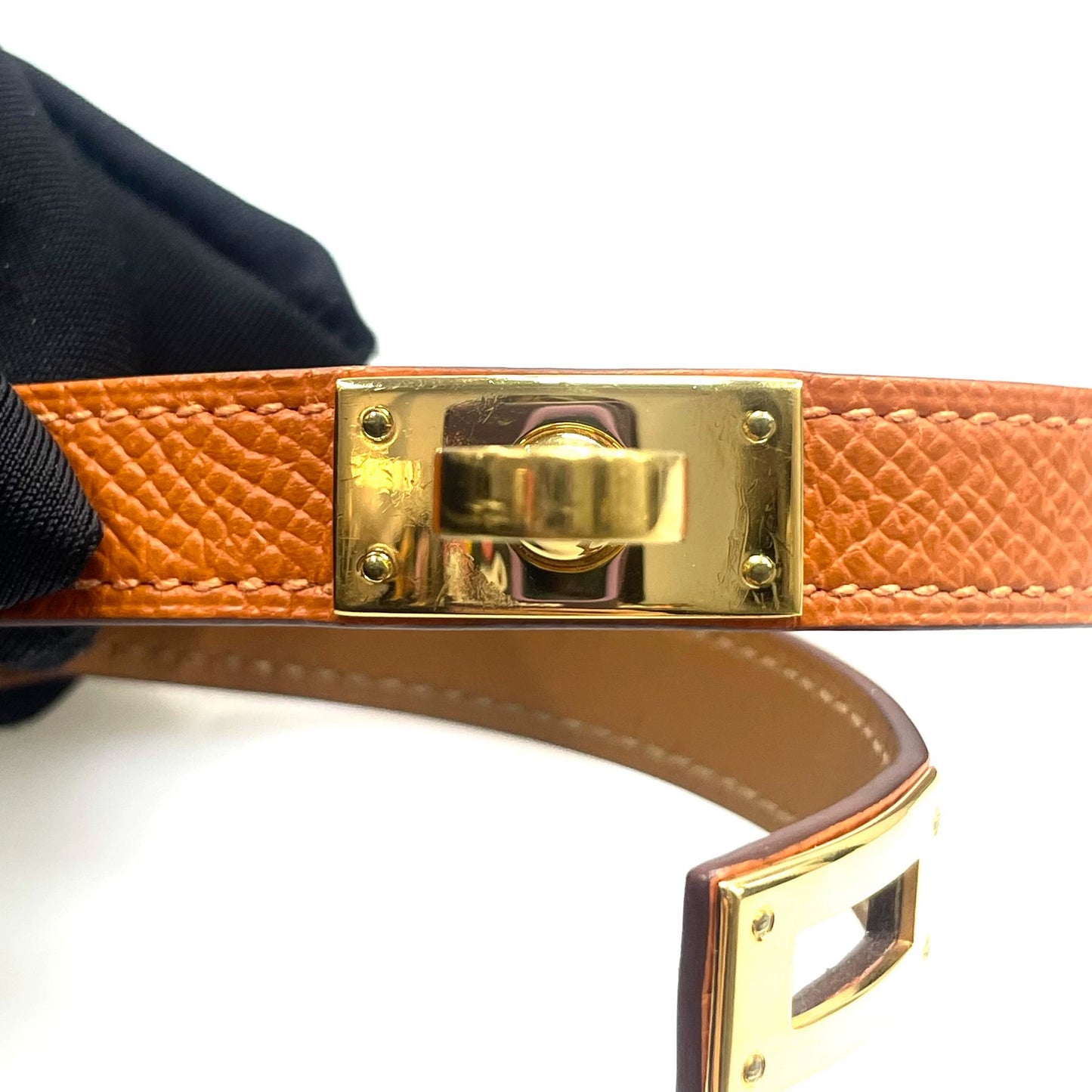 281024-11 Auth HERMES Kelly double tour bracelet hardware T1