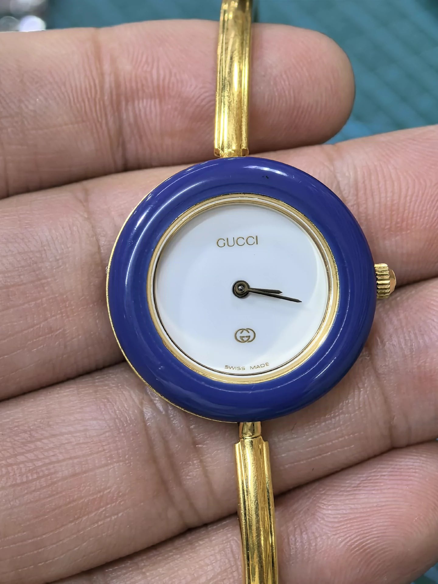 291024-59 Auth Gucci Change Bezel Gold Dial Watch