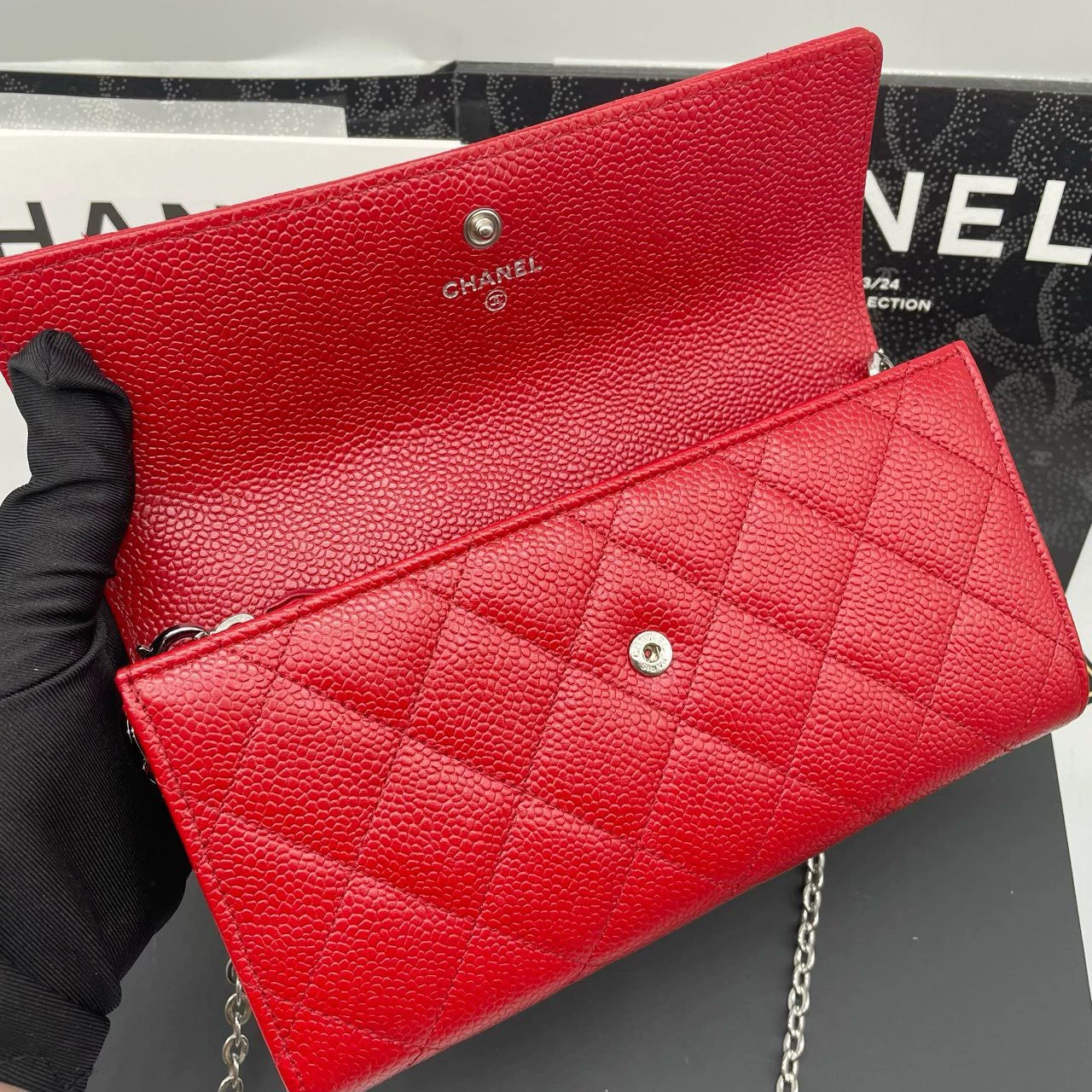 051124-33 Auth CHANEL CF CC Classic Long Flap Wallet