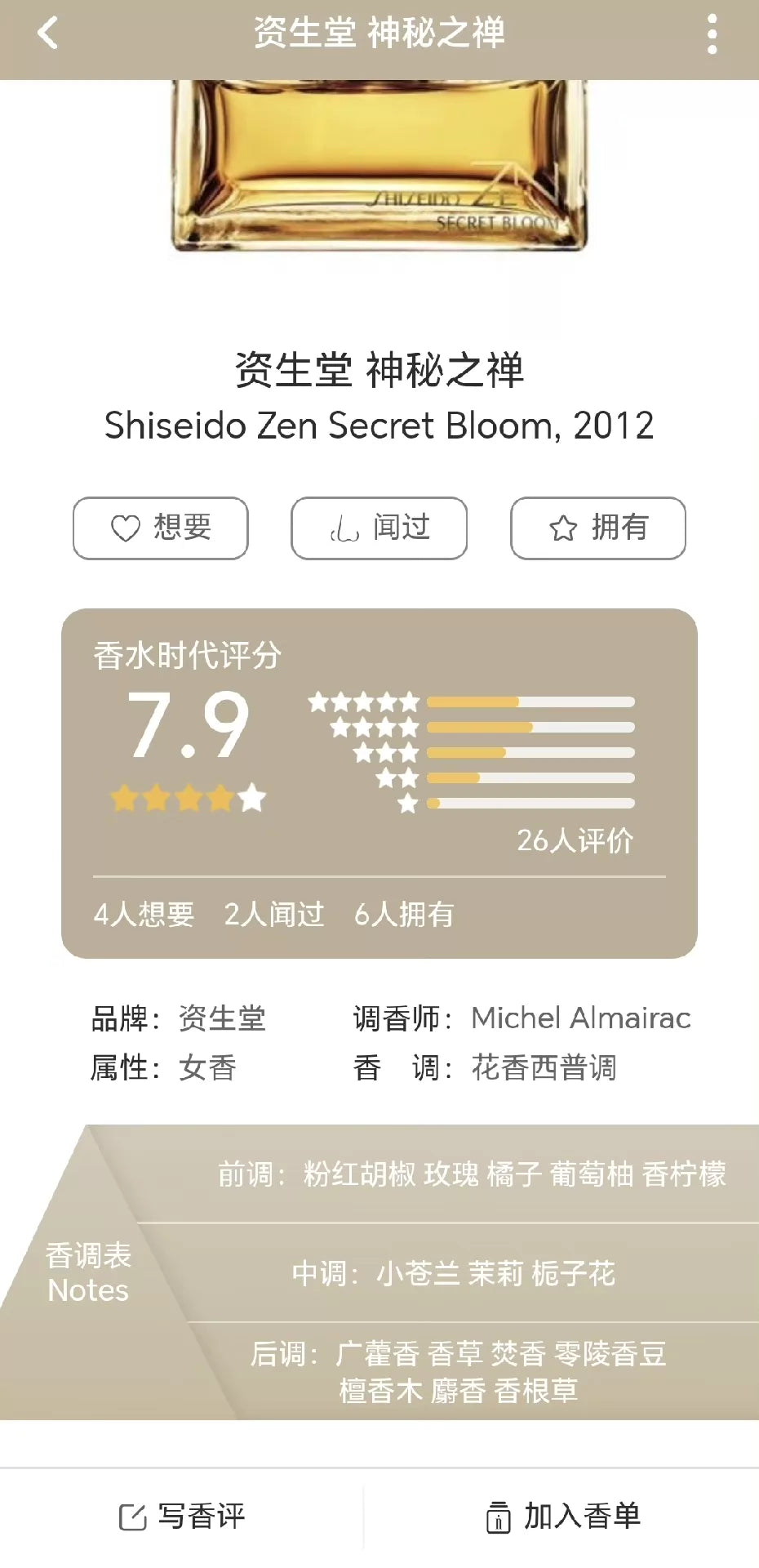 Shiseido Zen Secret EDP 100ML 3.4 oz