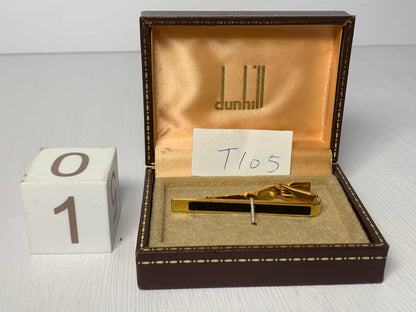 Vintage Gold tone Tie clip dunhill  cufflinks with box  - 3MAR