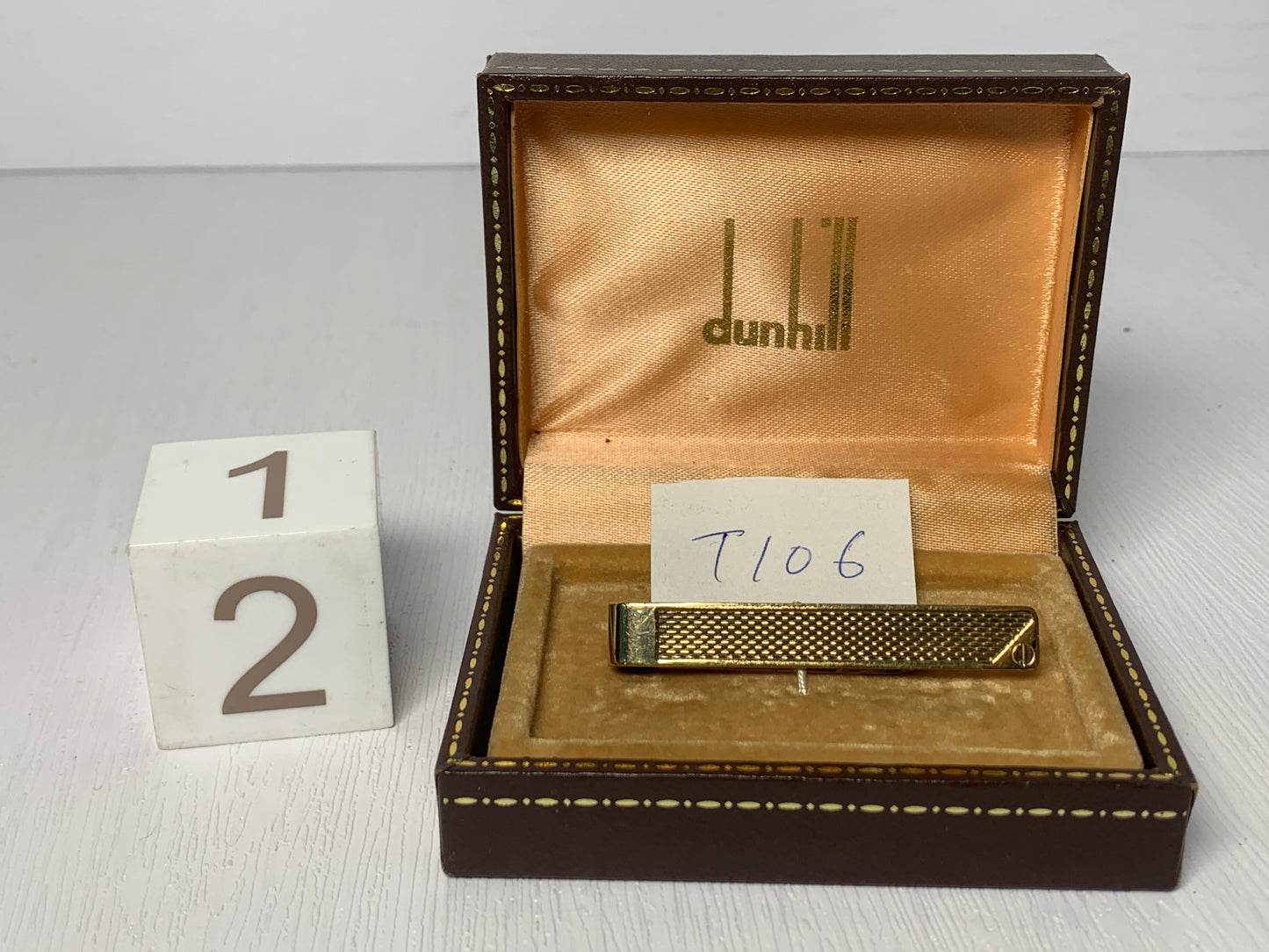 Vintage Gold tone Tie clip dunhill  cufflinks with box  - 3MAR