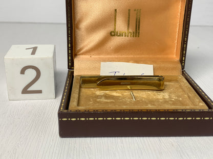 Vintage Gold tone Tie clip dunhill  cufflinks with box  - 3MAR