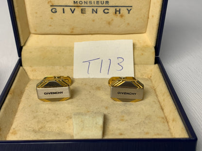 Vintage Gold tone Tie clip Burberrys  Givenchy cufflinks with box  - 3MAR