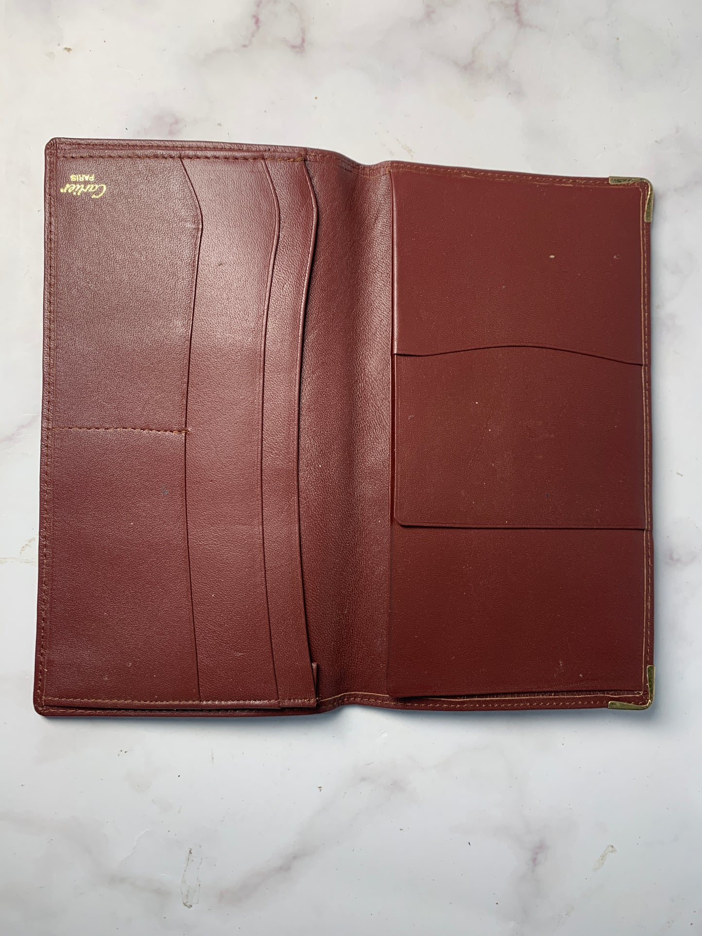 Cartier red leather wallet  with coins bag - 060224