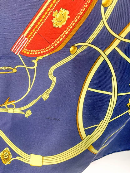 Rare Auth Hermes silk scarf navy   35" x 35" -  220224