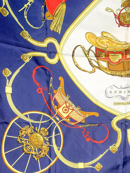 Rare Auth Hermes silk scarf navy   35" x 35" -  220224