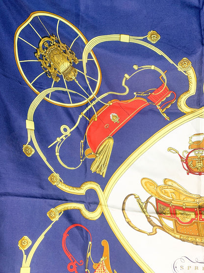 Rare Auth Hermes silk scarf navy   35" x 35" -  220224