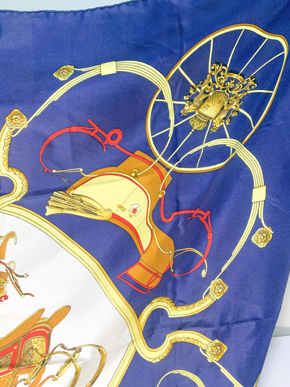 Rare Auth Hermes silk scarf navy   35" x 35" -  220224