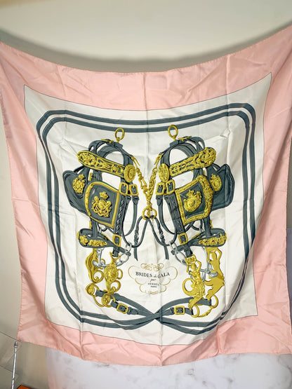 Rare Auth Hermes silk scarf pink   35" x 35" -  220224