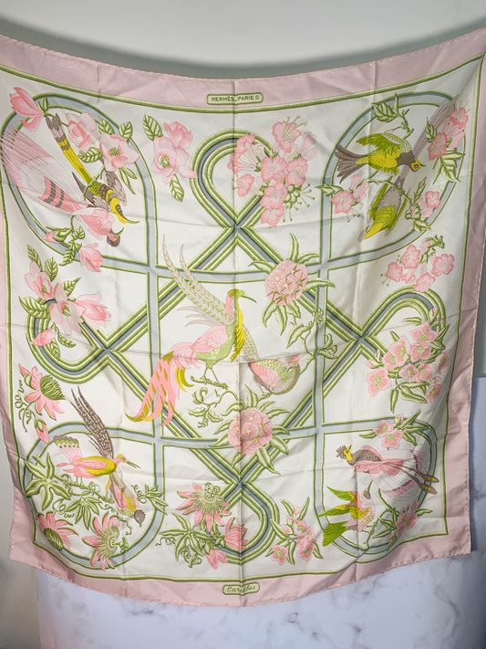 Rare Auth Hermes silk scarf pink   35" x 35" -  220224