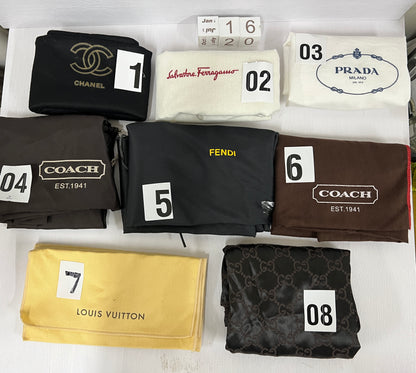 Louis,Chanel, Coach, Prada, Gucci, Salvatore dust bag for wallet handbag jewllery - 16 Jan 2023