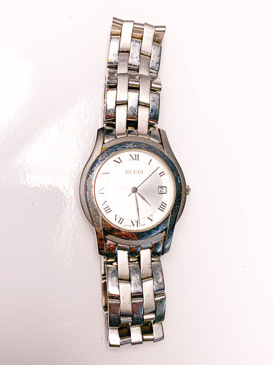 Rare Men Gucci Silver tone watch  - 210224