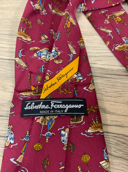 Salvatore Ferragamo 意大利製造的深紅色領帶