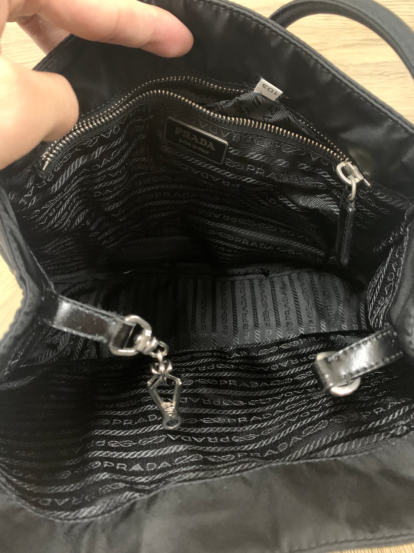 Prada bag black tote handbag coins bag - 16AUG22