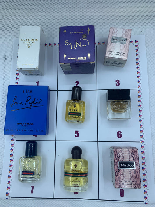 Miniatures Prada EDP Jmmy CHOO Edt GUCCI Sonia Rykiel 5ml 1/6 oz