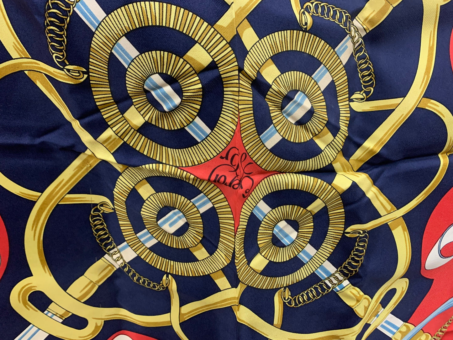 Authentic Hermes scarf navy 35” x 35”